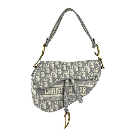 Christian Dior Gray White Canvas Saddle Bag Shoulder Bag Rovelle Bags