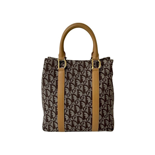 Christian Dior Beige Brown Leather Canvas Handbag Rovelle Bags
