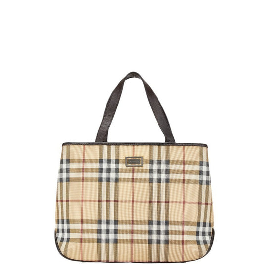 Burberry Beige Brown Pvc Leather Handbag Tote Bag ( )