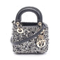Christian Dior Lady Dior Black Clear Silver Leather Rhinestone Handbag Rovelle Bags