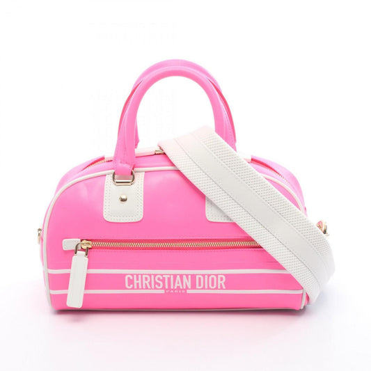 Christian Dior Pink White Leather Handbag Leather Rovelle Bags