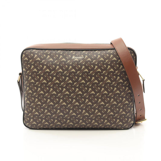 Burberry Beige Brown Pvc Coated Canvas Leather Shoulder Bag ( )