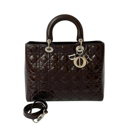 Christian Dior Brown Patent Leather Handbag Shoulder Bag Rovelle Bags
