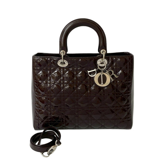 Christian Dior Brown Patent Leather Handbag Shoulder Bag Rovelle Bags