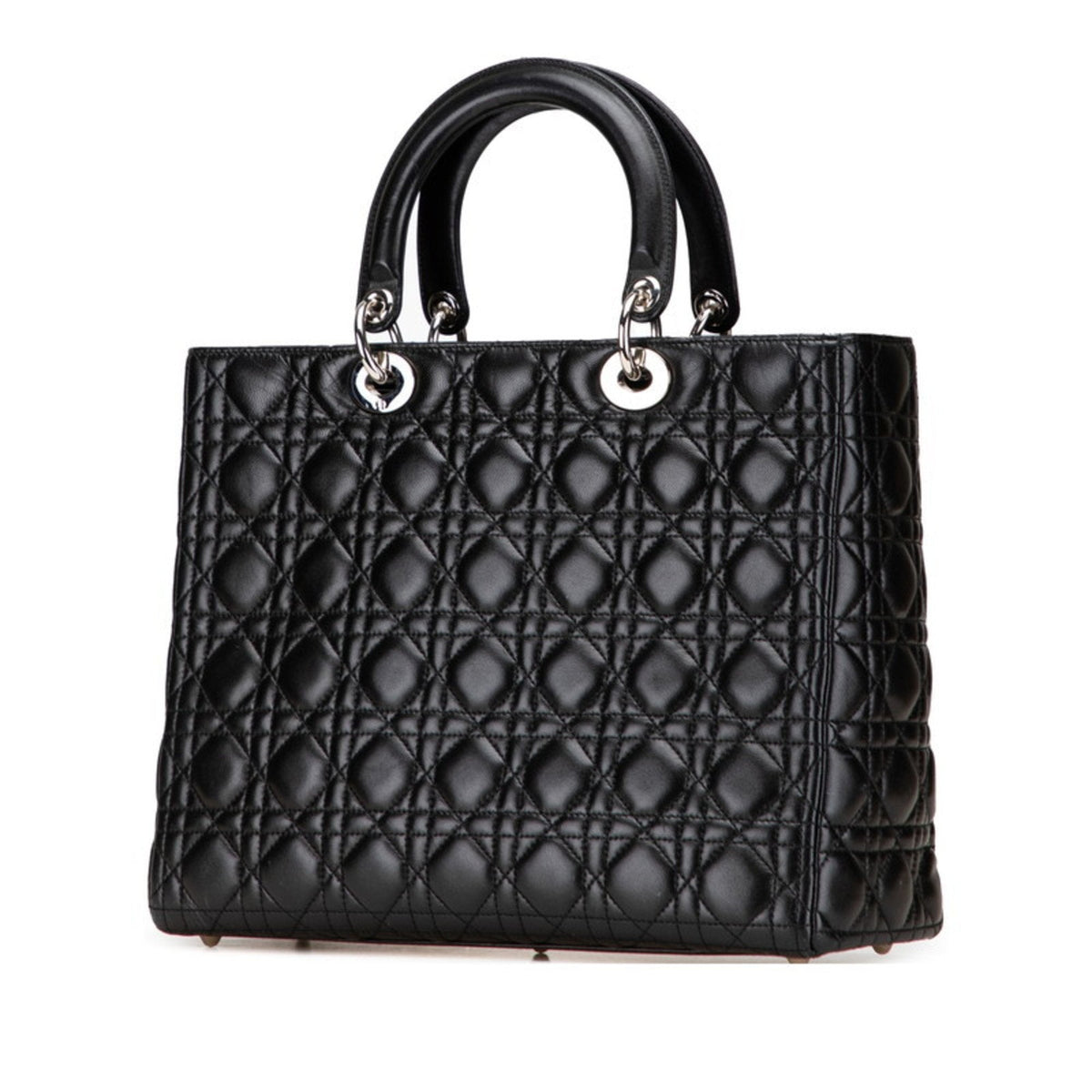 Christian Dior Lady Dior Black Leather Handbag Shoulder Bag Leather Rovelle Bags