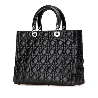 Christian Dior Lady Dior Black Leather Handbag Shoulder Bag Leather Rovelle Bags