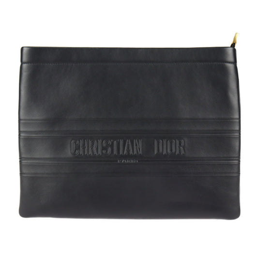 Christian Dior Black Leather Clutch Bag Handbag Rovelle Bags