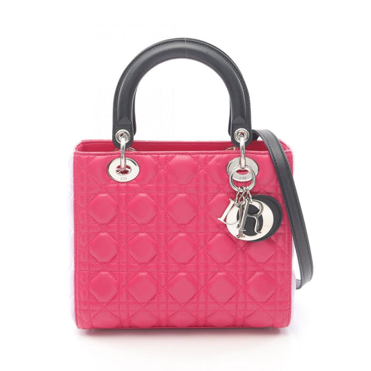 Christian Dior Lady Dior Black Pink Leather Handbag Rovelle Bags