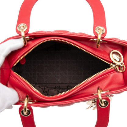 Christian Dior Lady Dior Red Color Leather Handbag Rovelle Bags