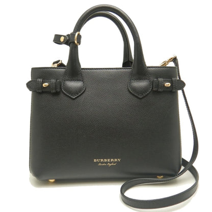 Burberry Black Brown Leather Canvas Handbag ( )