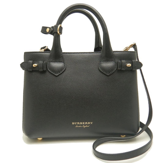 Burberry Black Brown Leather Canvas Handbag ( )