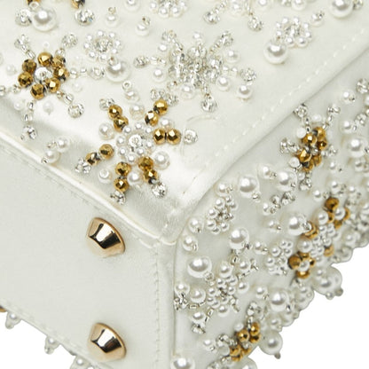 Christian Dior Lady Dior White Silk Handbag Shoulder Bag Rovelle Bags