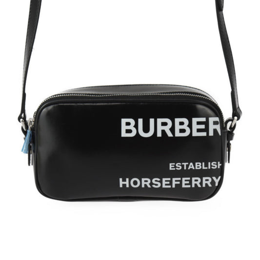 Burberry Black White Coated Canvas Leather Pochette Pouch Shoulder Bag ( )