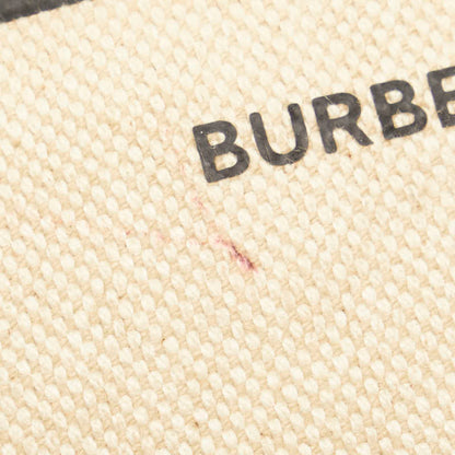 Burberry Beige Canvas Leather Pouch Tote Bag ( )