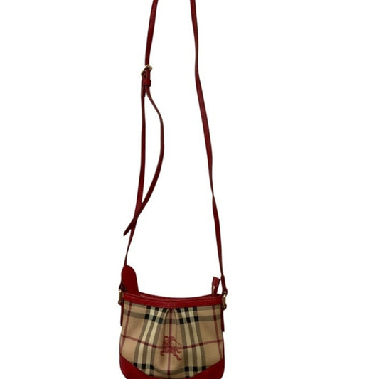 Burberry Beige Red Color Pvc Leather Shoulder Bag ( )