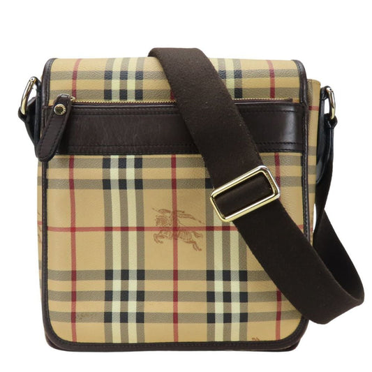 Burberry Beige Brown Pvc Leather Shoulder Bag ( )