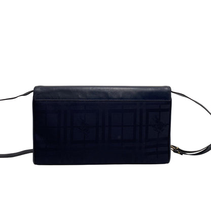 Burberry Navy Leather Nylon Clutch Bag Shoulder Bag ( )