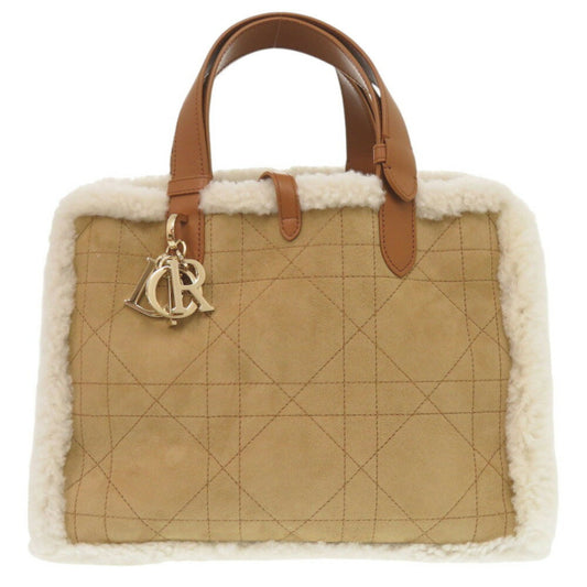 Christian Dior Brown White Leather Leather Handbag Rovelle Bags
