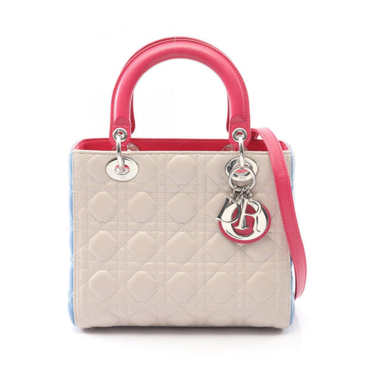 Christian Dior Beige Blue Pink Leather Handbag Rovelle Bags