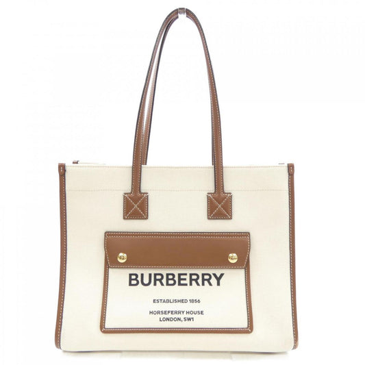 Burberry Brown White Handbag Tote Bag ( )