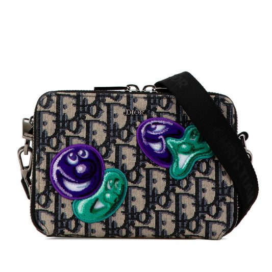 Christian Dior Beige Navy Jacquard Shoulder Bag Jacquard Rovelle Bags