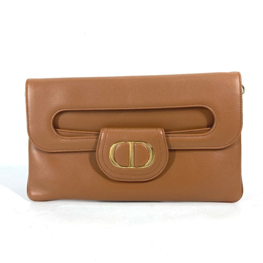 Christian Dior Brown Leather Clutch Bag Handbag Shoulder Bag Rovelle Bags