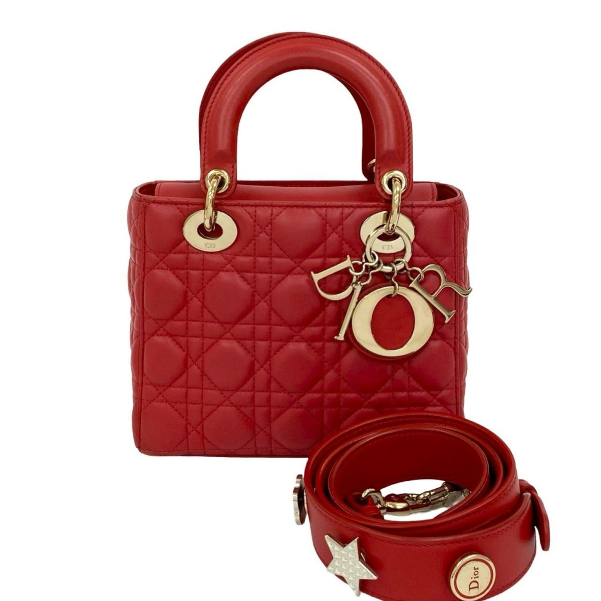 Christian Dior Red Color Leather Handbag Shoulder Bag Rovelle Bags