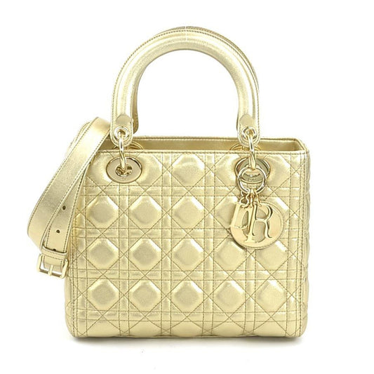 Christian Dior Gold Leather Handbag Shoulder Bag Rovelle Bags
