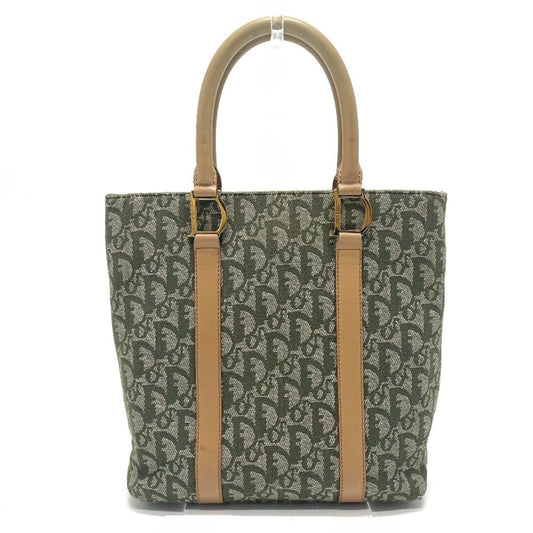 Christian Dior Green Canvas Leather Handbag Tote Bag Rovelle Bags