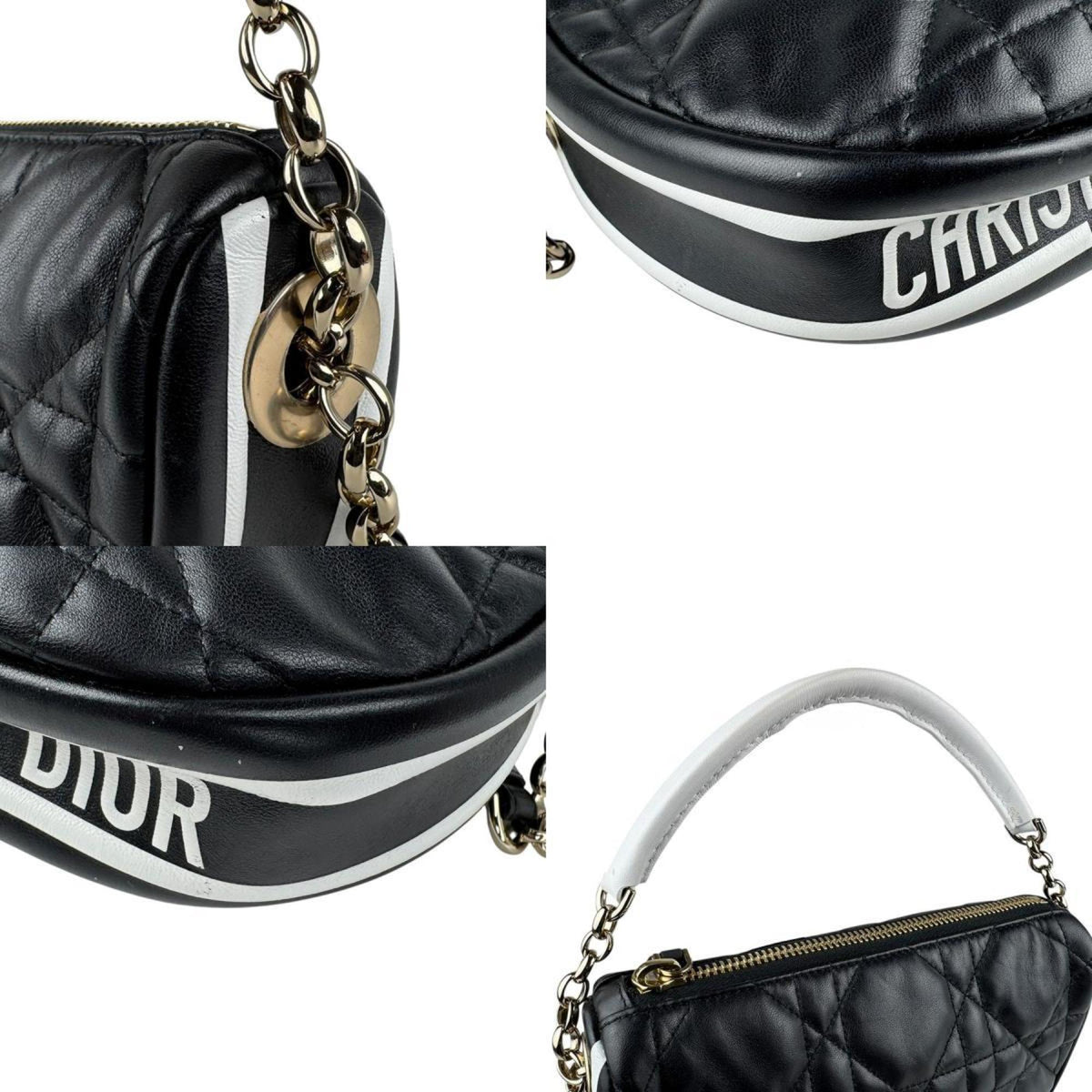 Christian Dior Black White Leather Handbag Shoulder Bag Style 2 Rovelle Bags