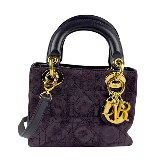 Christian Dior Black Purple Suede Leather Handbag Shoulder Bag Rovelle Bags