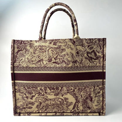 Christian Dior Bordeaux Brown Red Color Canvas Tote Bag Rovelle Bags