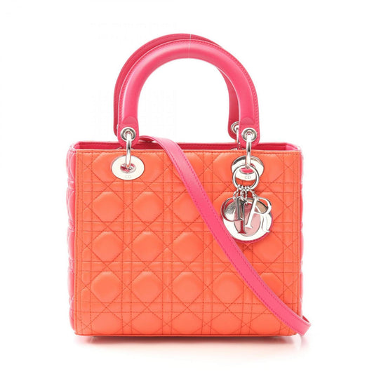 Christian Dior Orange Pink Leather Handbag Rovelle Bags