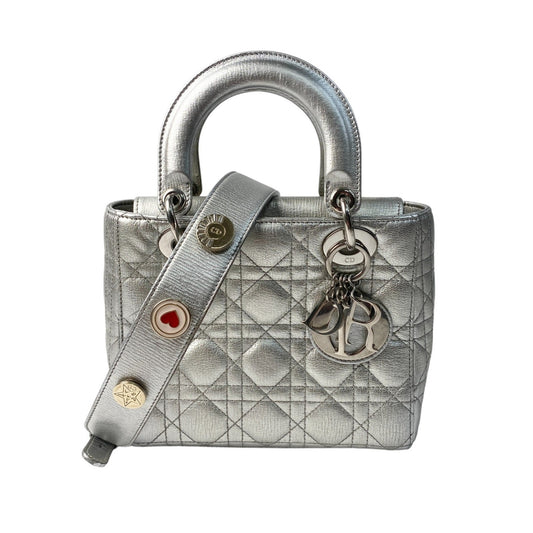 Christian Dior Silver Leather Handbag Shoulder Bag Leather Rovelle Bags