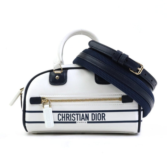 Christian Dior Navy White Leather Shoulder Bag Style 2 Rovelle Bags