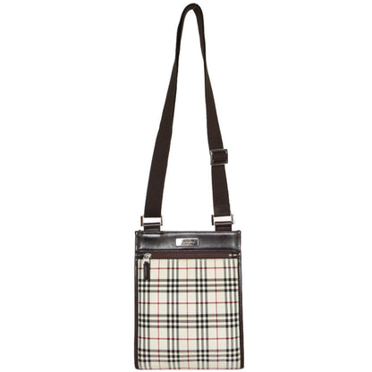 Burberry Beige Brown Canvas Leather Shoulder Bag ( )