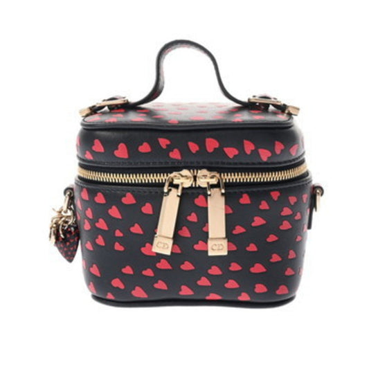 Christian Dior Black Red Color Leather Vanity Bag Rovelle Bags