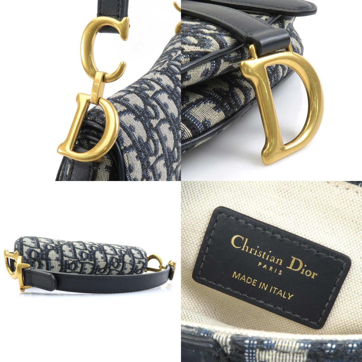 Christian Dior Navy Canvas Handbag Saddle Bag Rovelle Bags