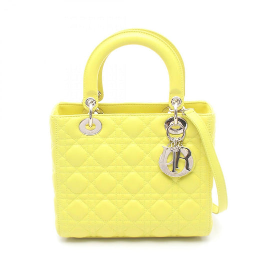Christian Dior Lady Dior Yellow Leather Handbag Rovelle Bags