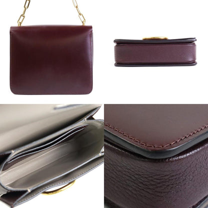 Burberry Bordeaux Leather Shoulder Bag ( )