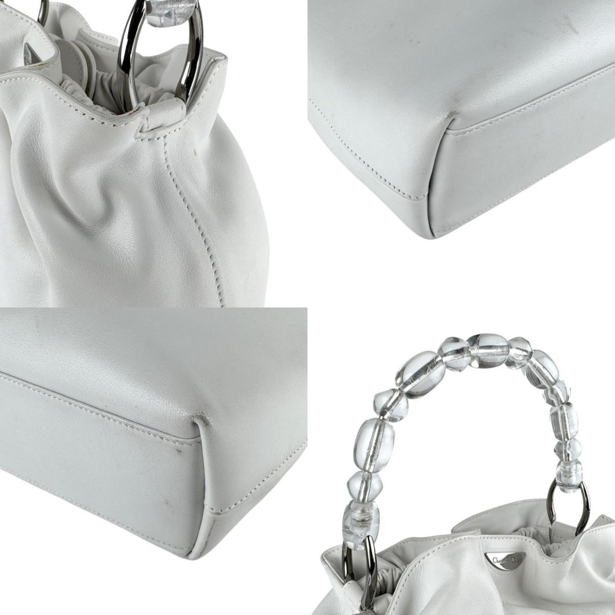 Christian Dior White Leather Handbag Rovelle Bags