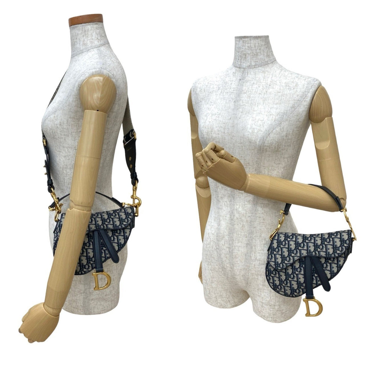 Christian Dior Navy Canvas Leather Handbag Saddle Bag Shoulder Bag Rovelle Bags