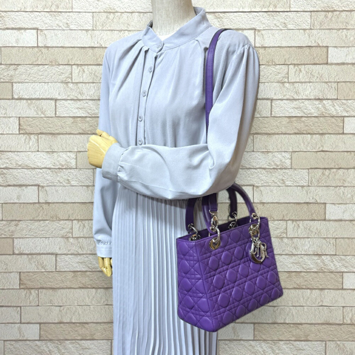 Christian Dior Lady Dior Purple Leather Shoulder Bag Rovelle Bags