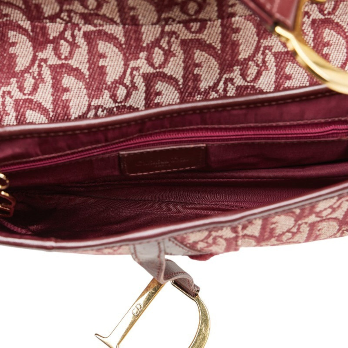 Christian Dior Bordeaux Red Color Canvas Leather Handbag Rovelle Bags