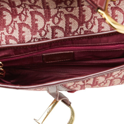 Christian Dior Bordeaux Red Color Canvas Leather Handbag Rovelle Bags