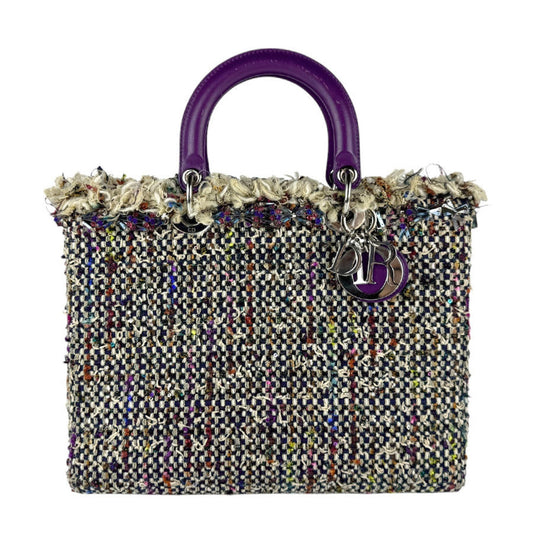 Christian Dior Multi-Color Purple Tweed Leather Handbag Shoulder Bag Rovelle Bags