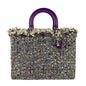 Christian Dior Multi-Color Purple Tweed Leather Handbag Shoulder Bag Rovelle Bags