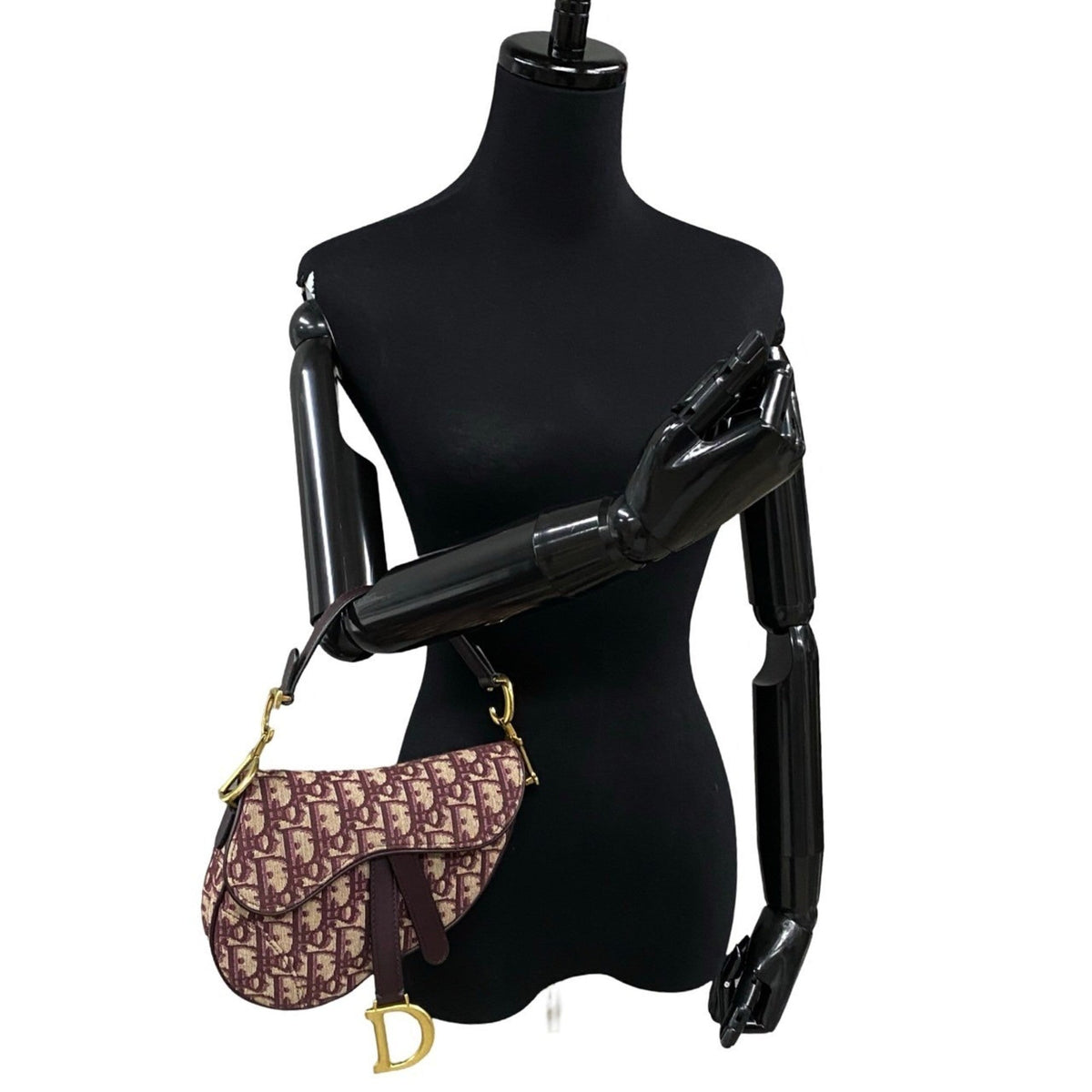 Christian Dior Red Color Leather Canvas Handbag Saddle Bag Rovelle Bags