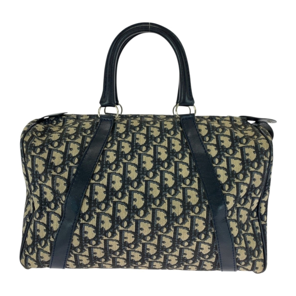 Christian Dior Ivory Navy Canvas Boston Bag Handbag Rovelle Bags