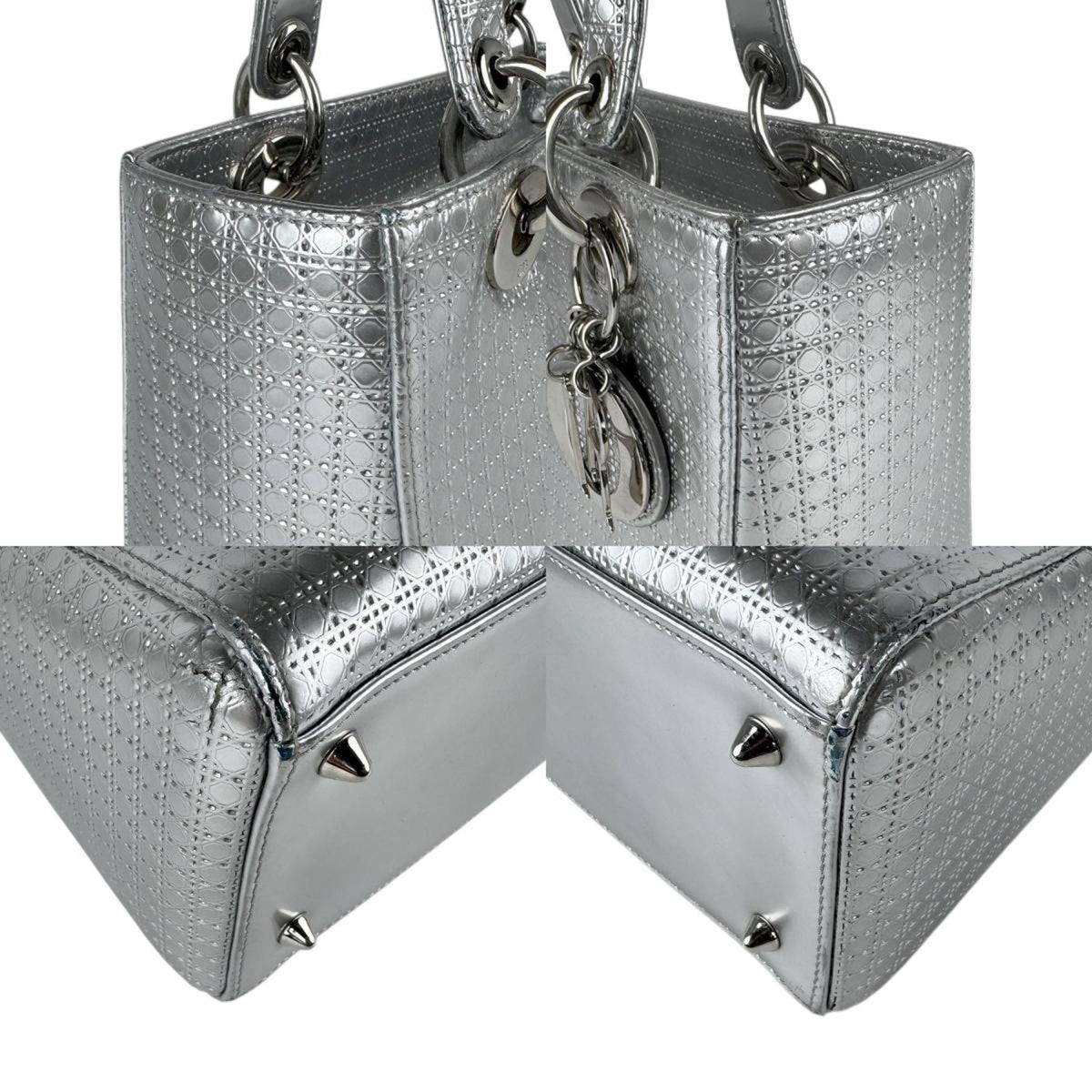 Christian Dior Silver Leather Handbag Shoulder Bag Style 2 Rovelle Bags